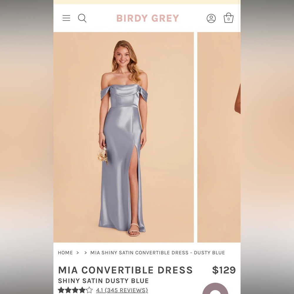 Birdy Grey Mia Convertible Dress in Shiny Satin Dusty Blue